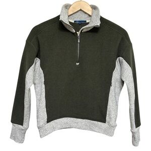 Shore Fleece Quarter Zip Pullover Jacket Women XS Olive Made in USA Outdoor Cozy